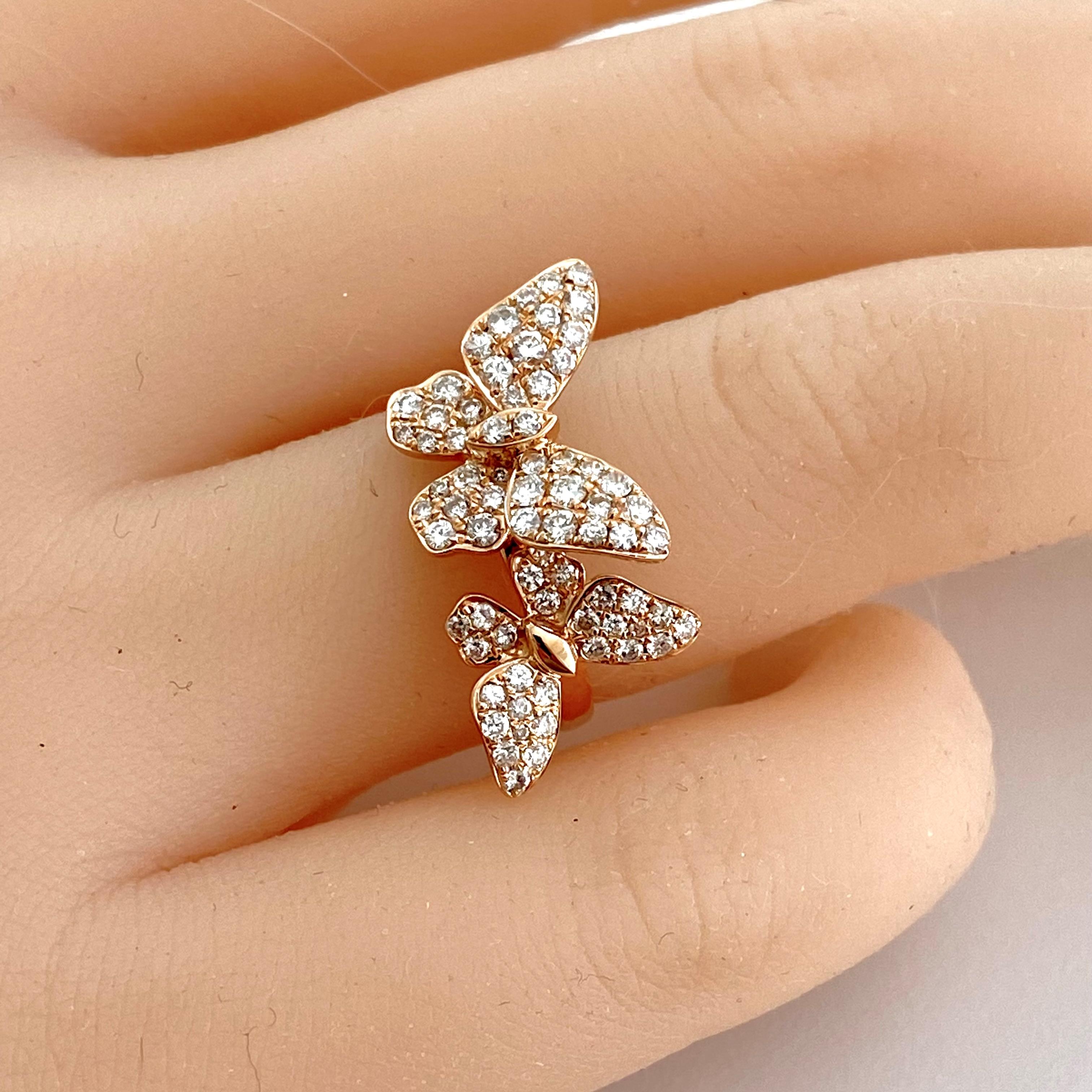 achtzehn Karat Roségold Diamant-Schmetterlingsring 3