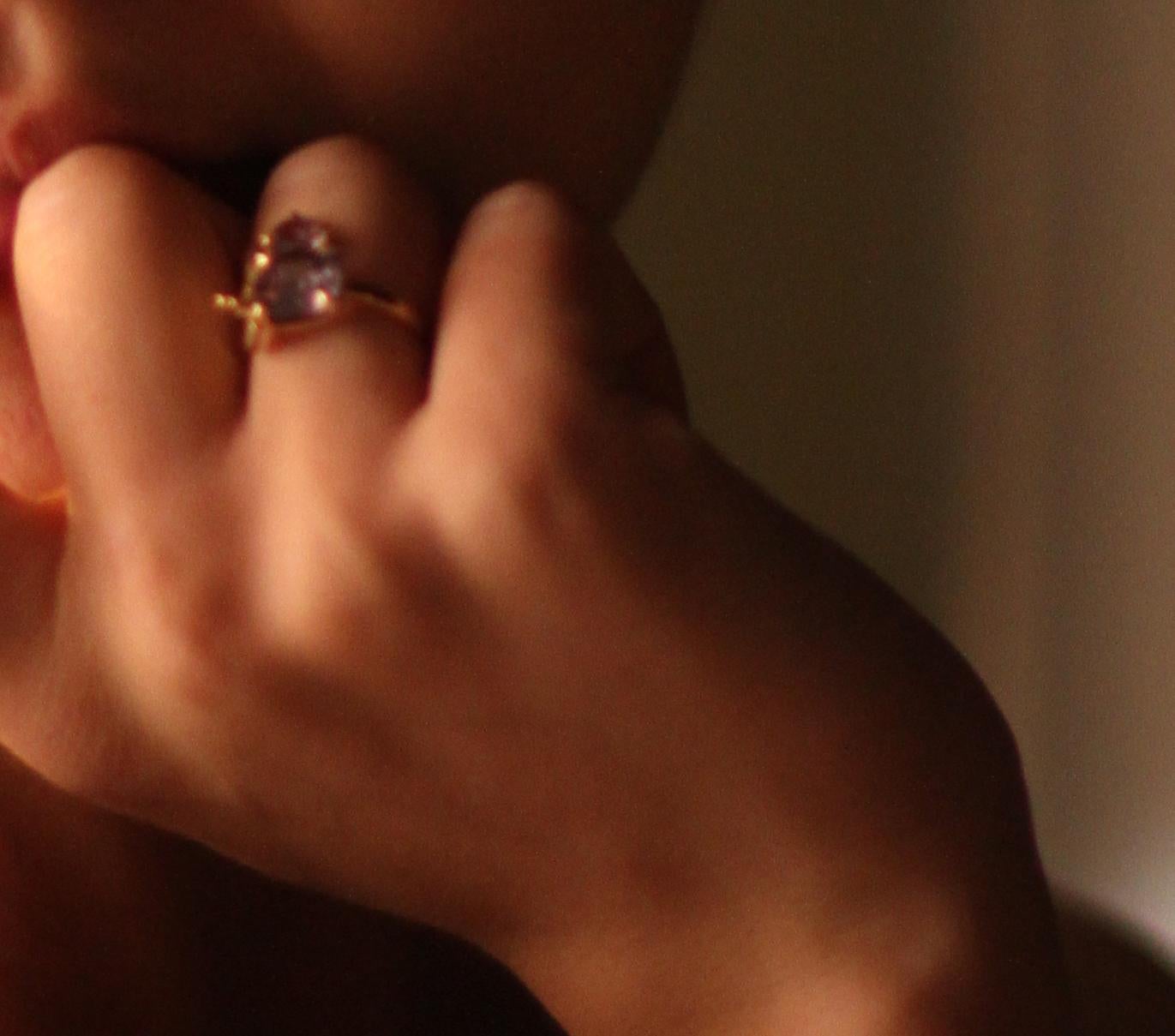 Anello contemporaneo in oro rosa a diciotto carati con quarzo fumé in vendita 7