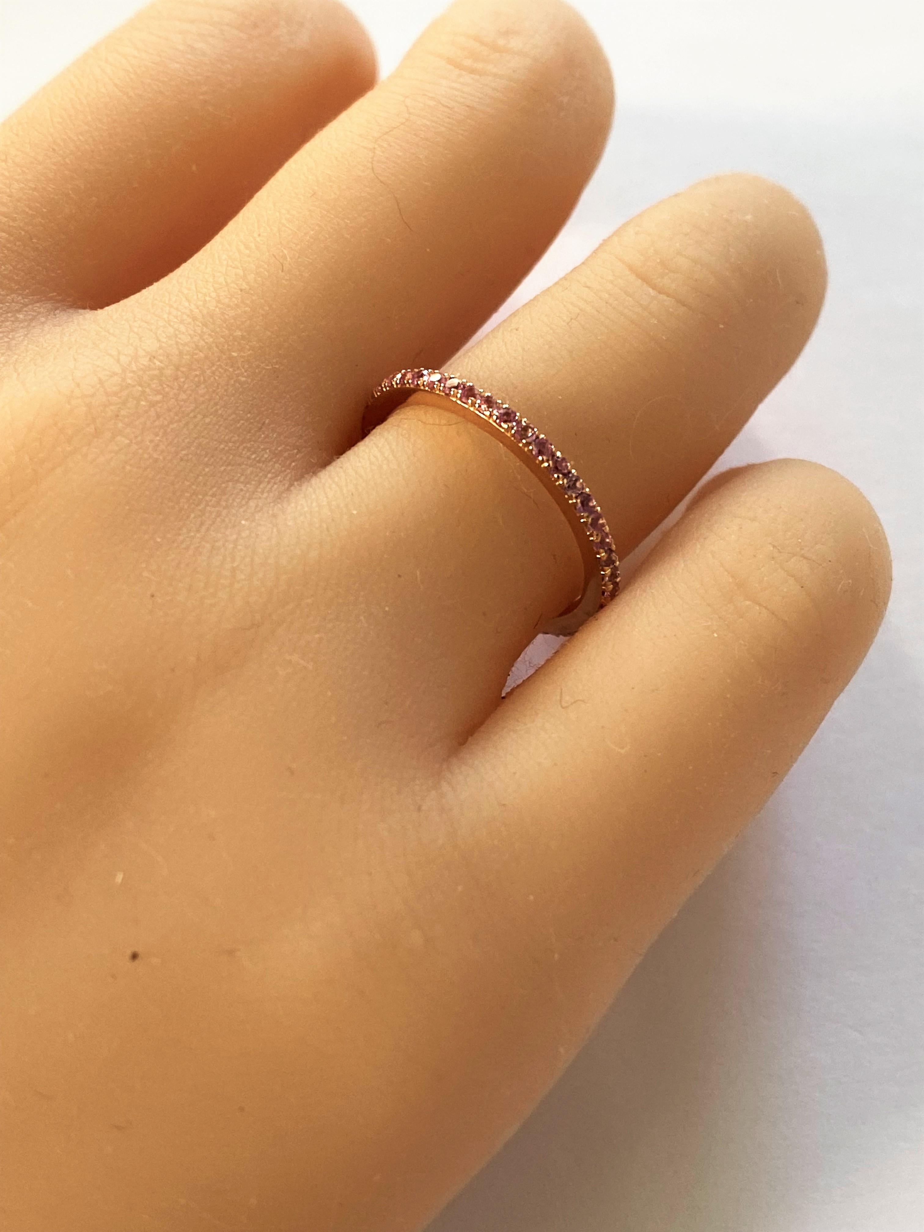 Eighteen Karat Rose Gold Pink Sapphire Stacking Eternity Band In New Condition In New York, NY