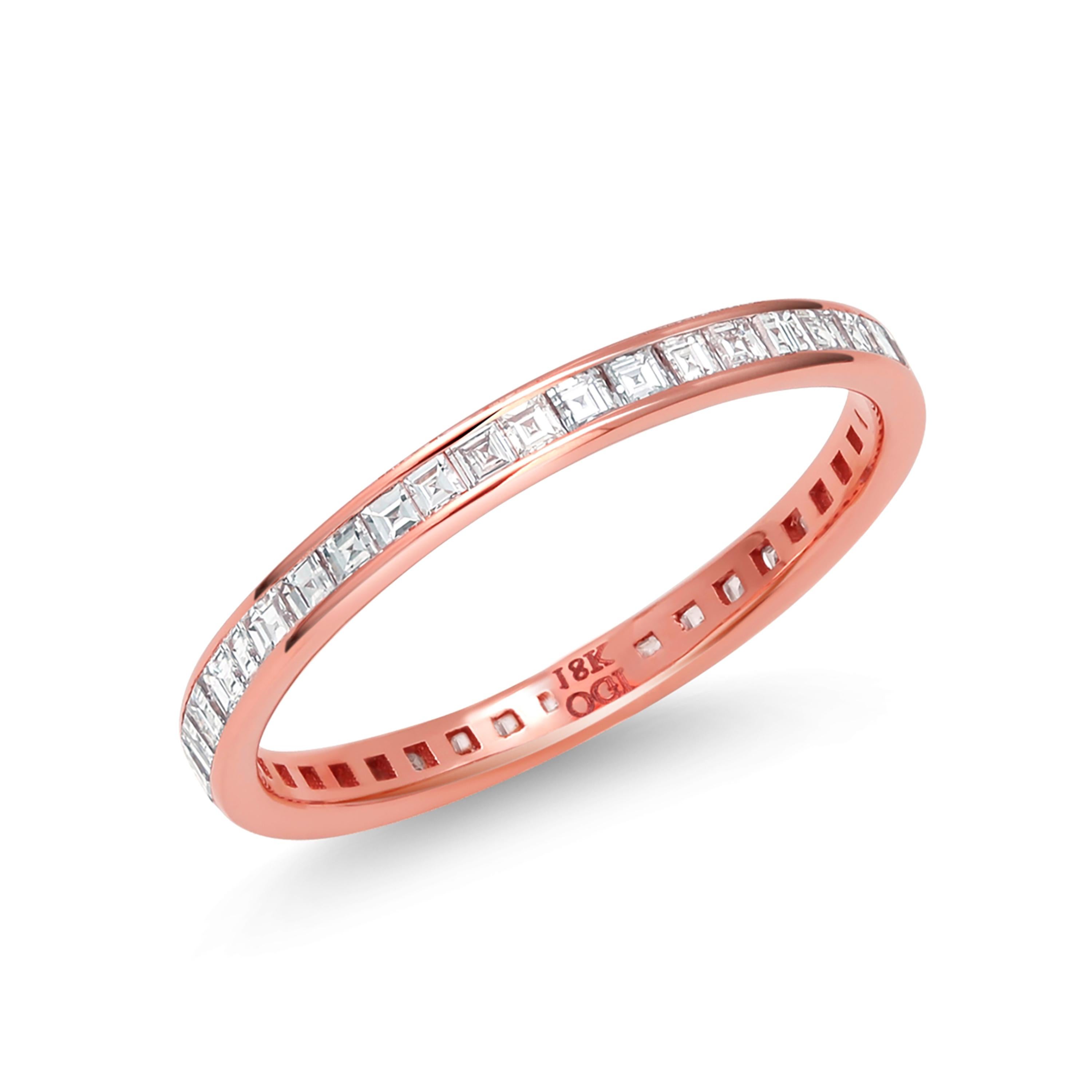 Eighteen Karat Rose Gold Square Diamond Eternity Band In New Condition In New York, NY