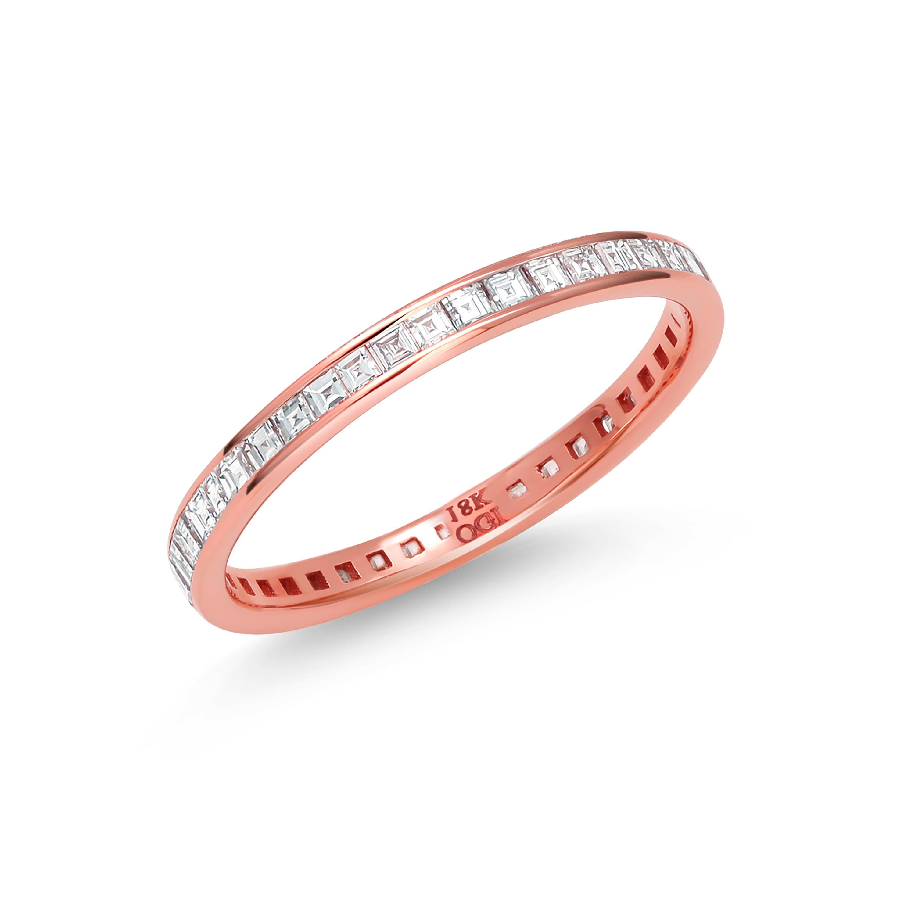 Eighteen Karat Rose Gold Square Diamond Eternity Band 1