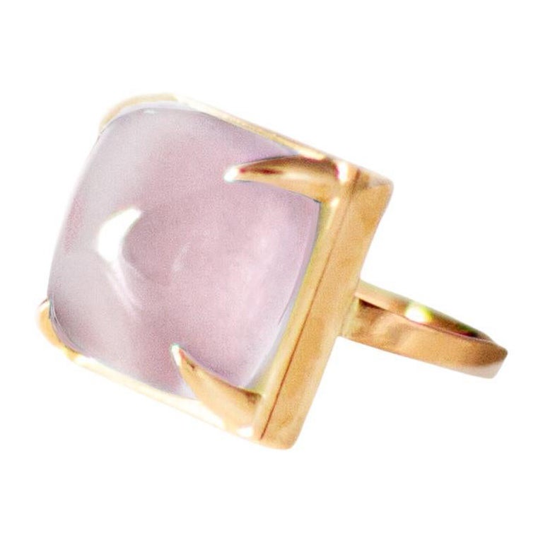 Bague de fiançailles en or rose 18 carats avec quartz rose Sugarloaf