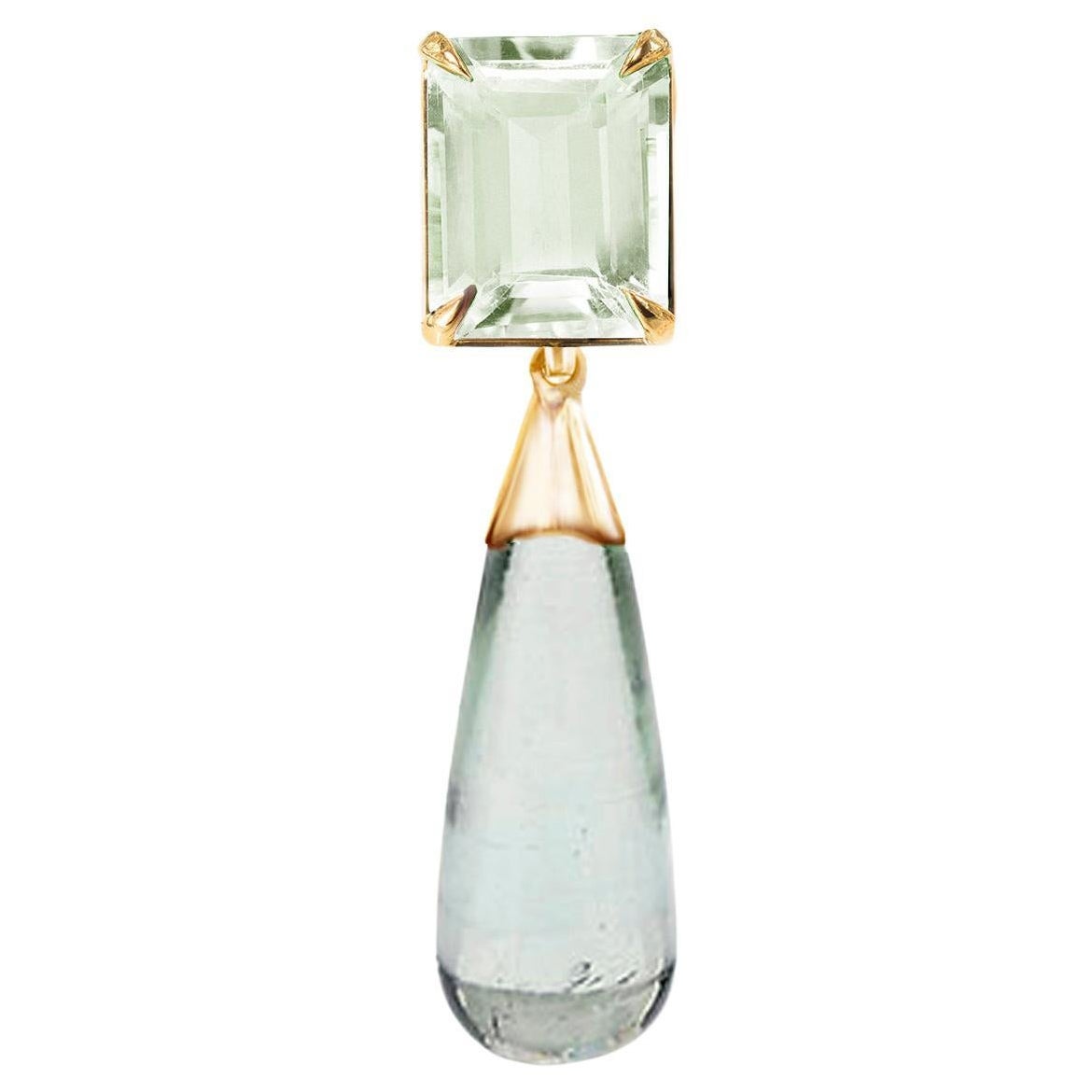 Broche transformatrice en or rose dix-huit carats avec tourmaline vert clair