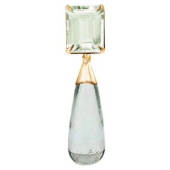 Broche transformatrice en or rose dix-huit carats avec tourmaline vert clair