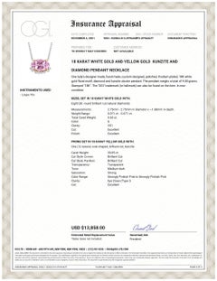 Eighteen Karat Gold 30.85 Carat Kunzite and Diamond Pendant Necklace