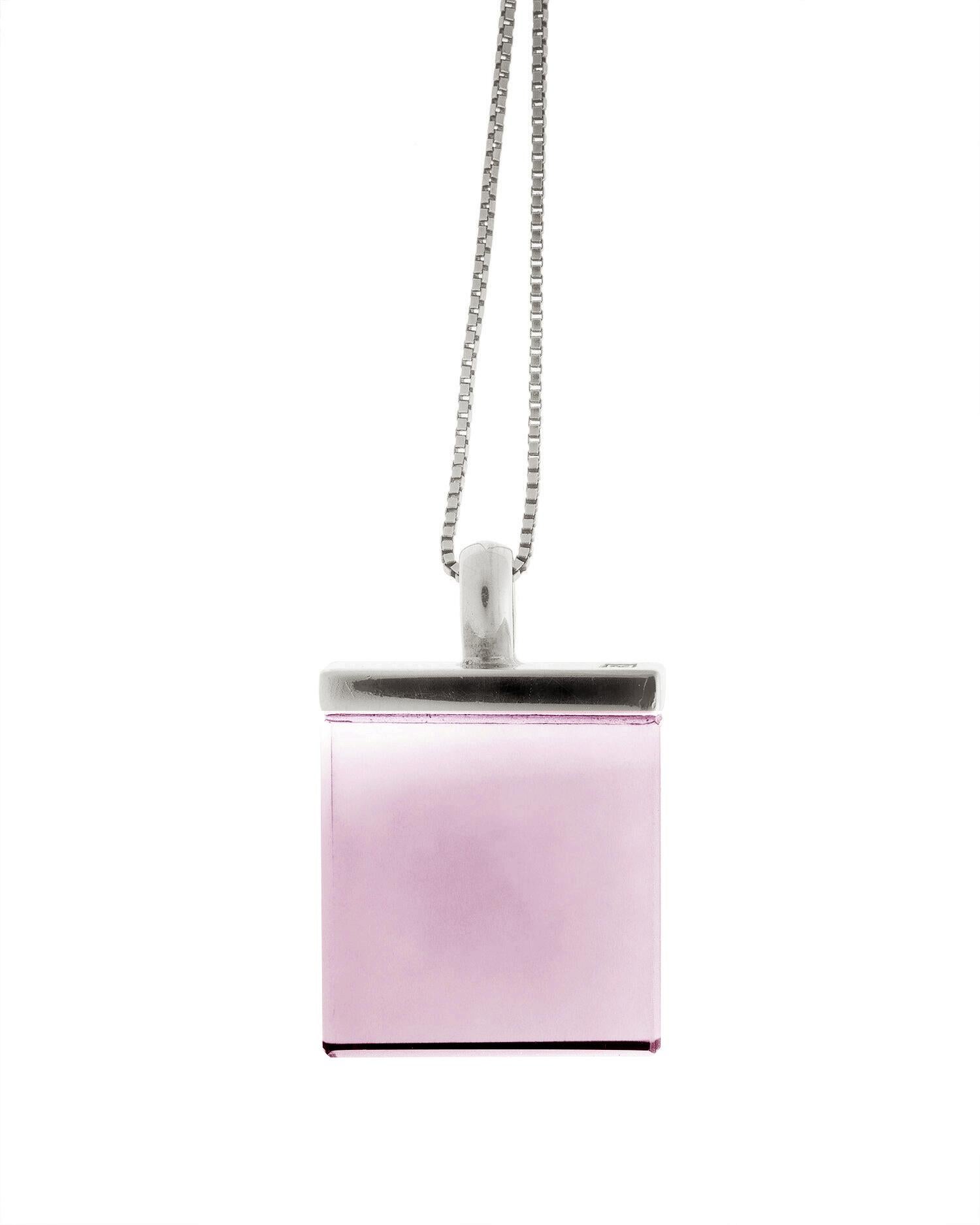 This designer pendant necklace in Art Deco style features a 15x15x8 mm transparent tear-clean natural amethyst and is made of 18-karat white gold. It belongs to the Ink collection, which has been featured in both Harper's Bazaar and Vogue UA.

The