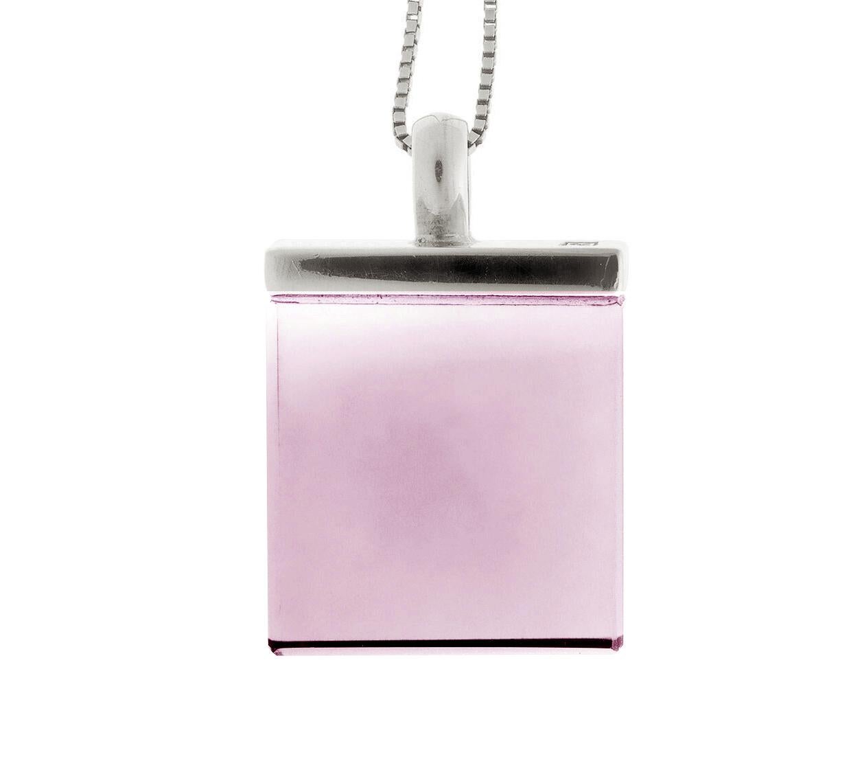 Mixed Cut Eighteen Karat White Gold Art Deco Style Pendant Necklace with Amethyst For Sale