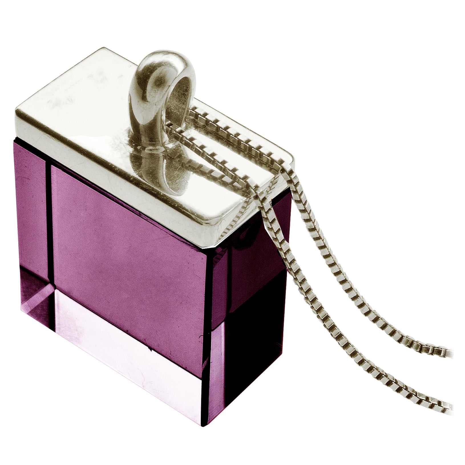 achtzehn Karat Weißgold Art Deco-Halskette mit Anhänger mit Amethyst