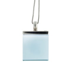 Eighteen Karat White Gold Art Deco Style Pendant Necklace with Topaz
