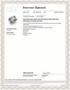 Eighteen Karat White Gold Bvlgari B Zero Band with Engraved Lettering Bvlgari