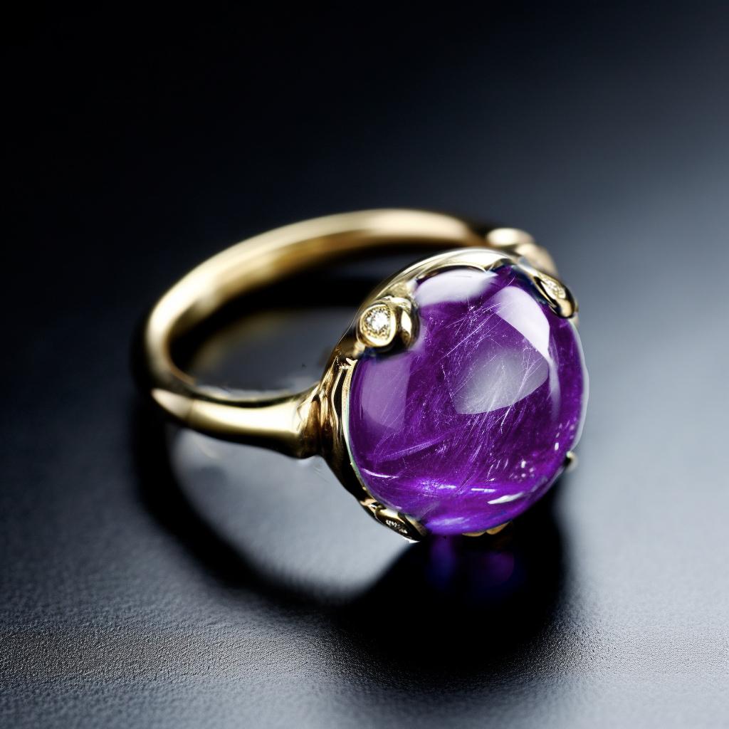 Eighteen Karat White Gold Cabochon Contemporary Ring with Amethyst and Diamonds For Sale 1