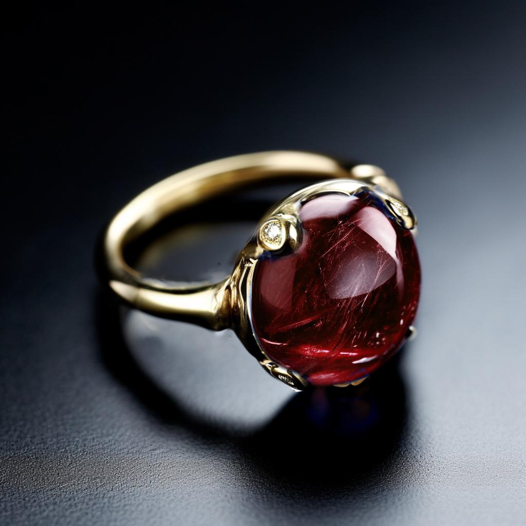 Eighteen Karat White Gold Cabochon Contemporary Ring with Garnet and Diamonds In New Condition For Sale In Berlin, DE