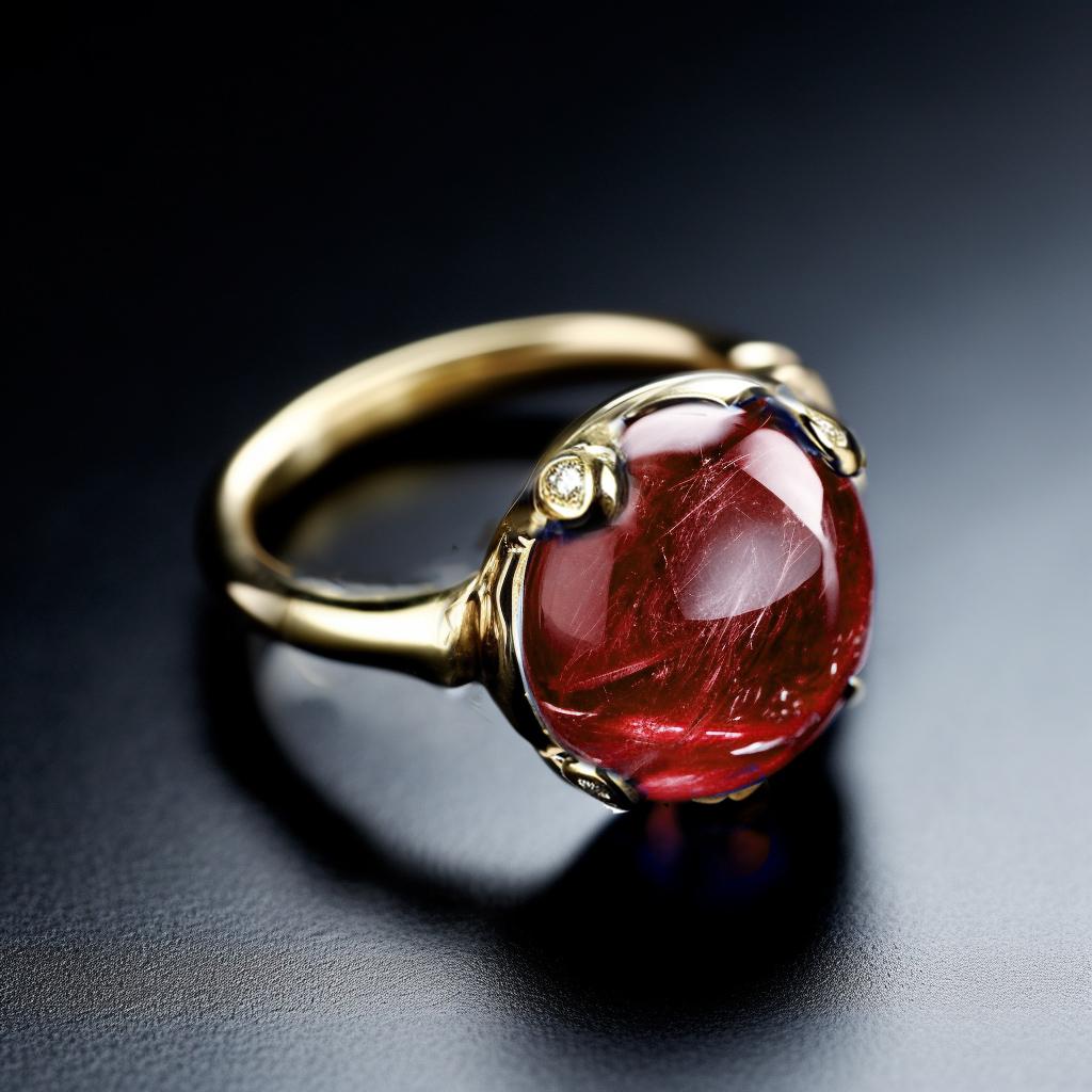 Eighteen Karat White Gold Cabochon Rubellite Contemporary Ring with Diamonds In New Condition For Sale In Berlin, DE