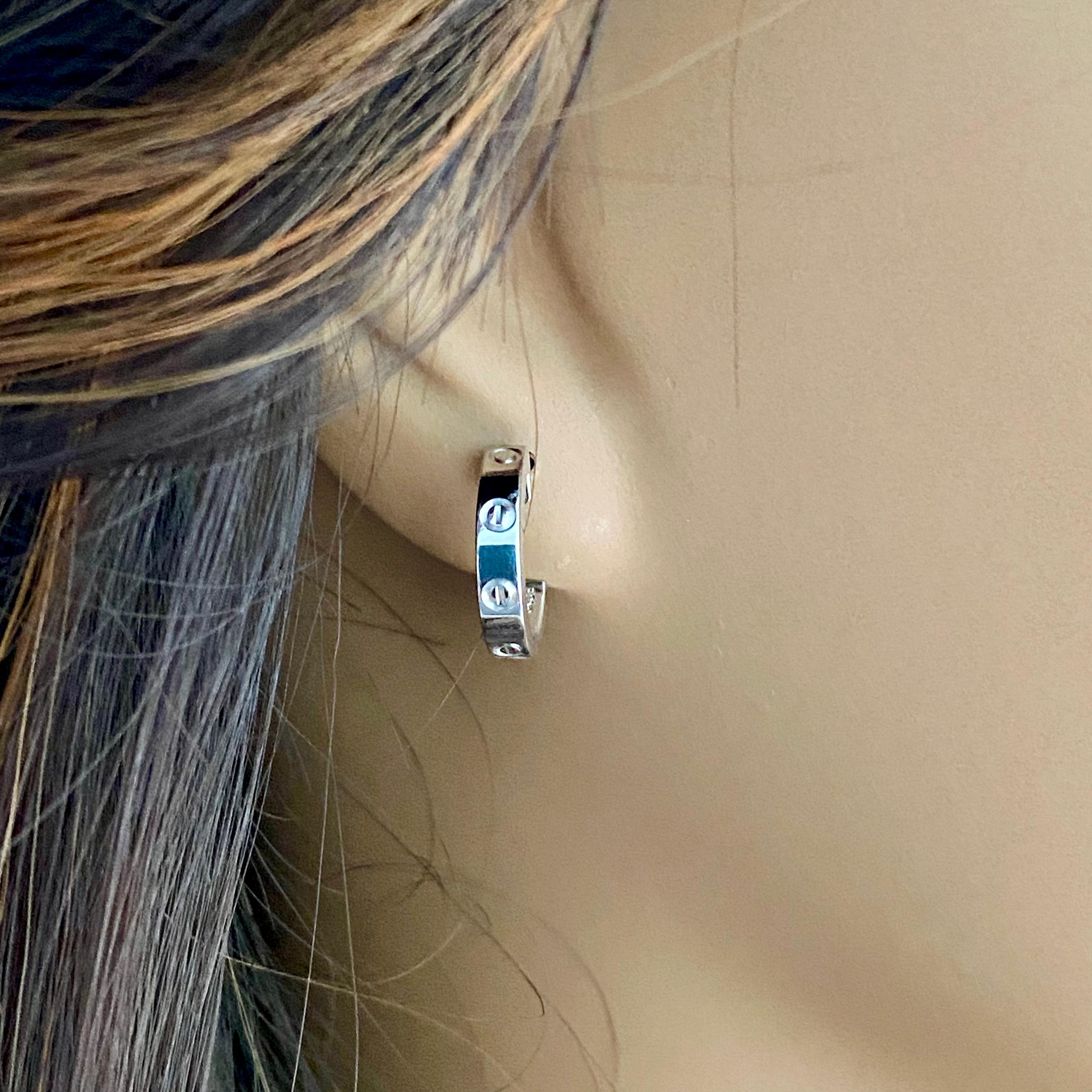 Eighteen Karat White Gold Cartier Mini Love Hoop Earrings 5