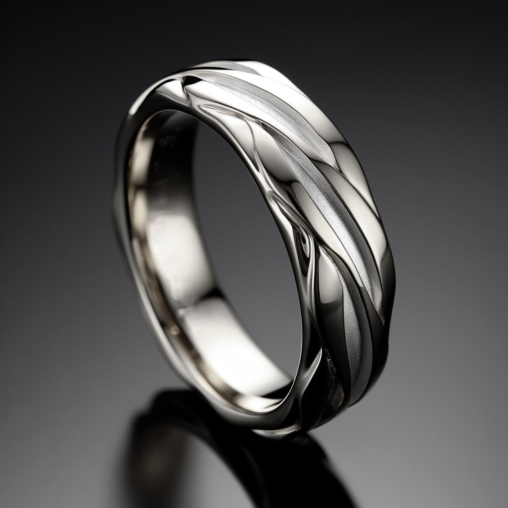 Women's or Men's Eighteen Karat White Gold Contemporary Bamboo Wedding Ring by the Artist For Sale