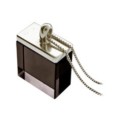Eighteen Karat White Gold Contemporary Pendant Necklace with Smoky Quartz