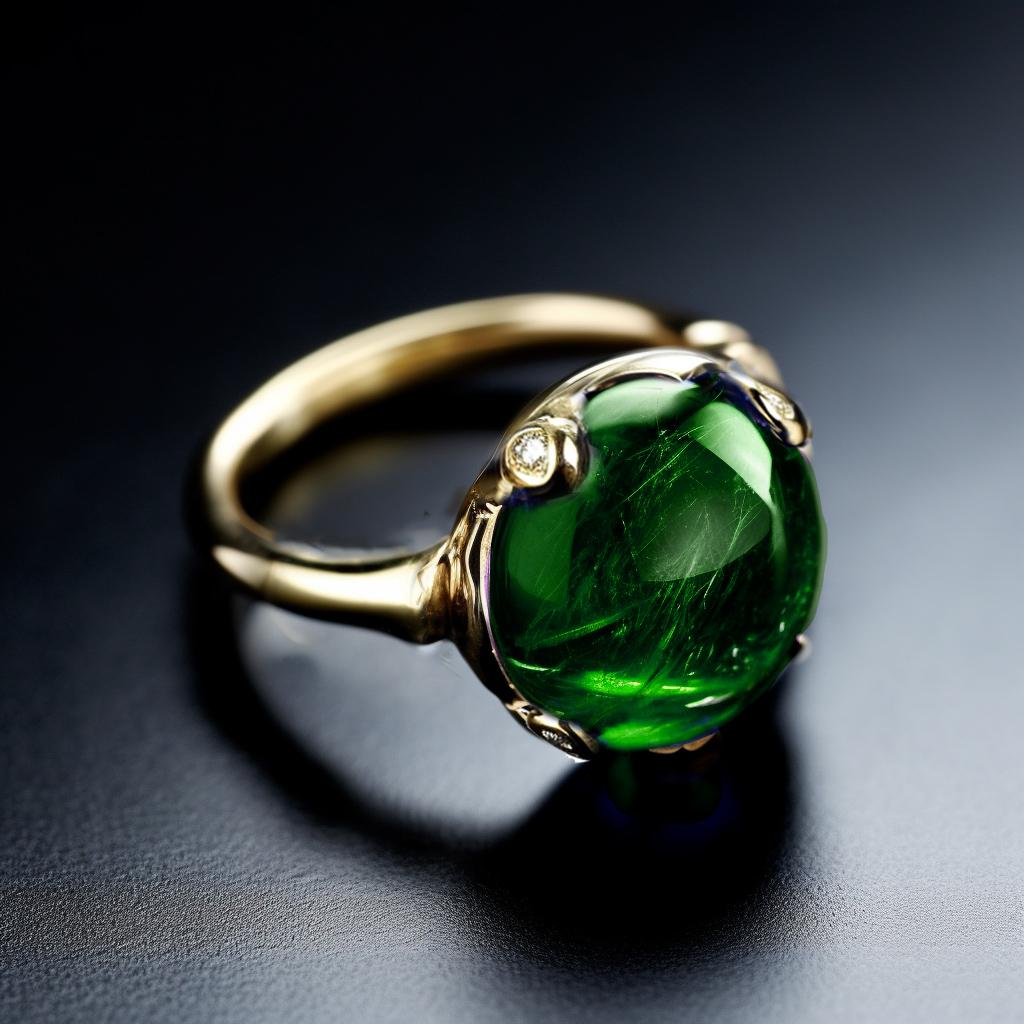 Eighteen Karat White Gold Contemporary Ring with Chrome Diopside and Diamonds In New Condition For Sale In Berlin, DE