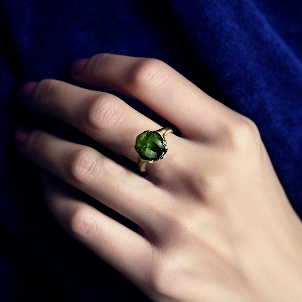 Eighteen Karat White Gold Contemporary Ring with Chrome Diopside and Diamonds For Sale 2
