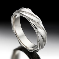 Eighteen Karat White Gold Contemporary Sculptural Wedding Ring by the Artist