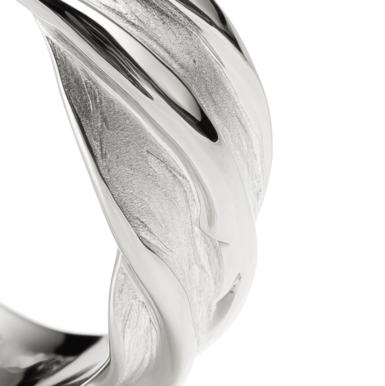 Eighteen Karat White Gold Contemporary Sculptural Wedding Ring by the Artist For Sale 1