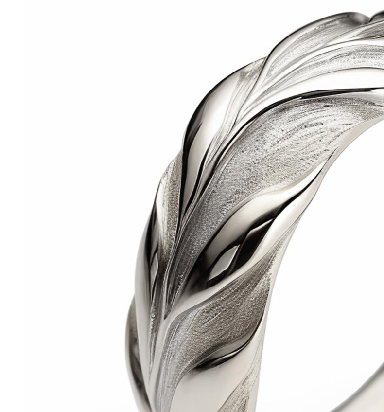 Eighteen Karat White Gold Contemporary Swan Wedding Ring by the Artist For Sale 1