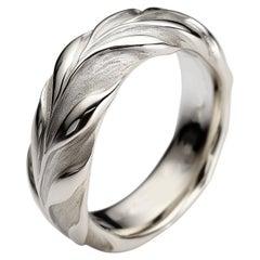 Eighteen Karat White Gold Contemporary Swan Wedding Ring by the Artist