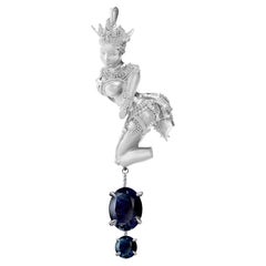 Eighteen Karat White Gold Dakini Pendant Necklace with Dark Blue Sapphire