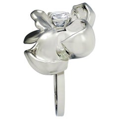 Eighteen Karat White Gold Engagement Ring with Sapphire