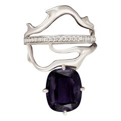 Eighteen Karat White Gold Engagement Ring with Spinel and Diamonds