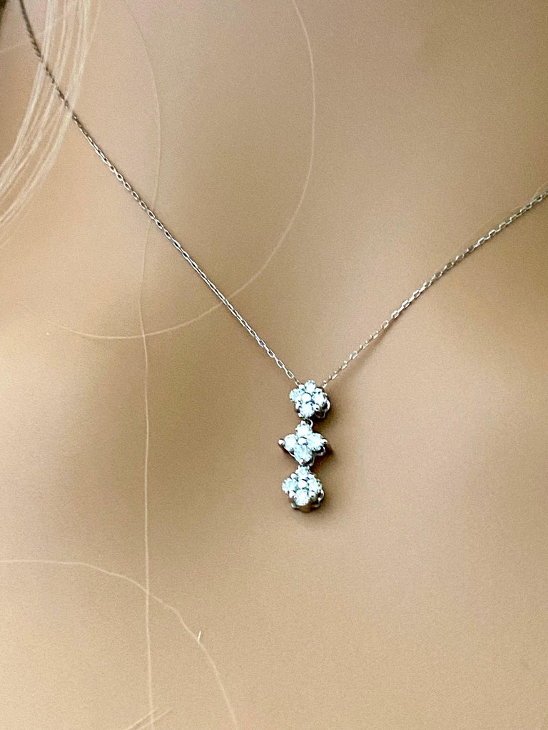 Eighteen Karat White Gold Linear Diamond Necklace Pendant For Sale 4