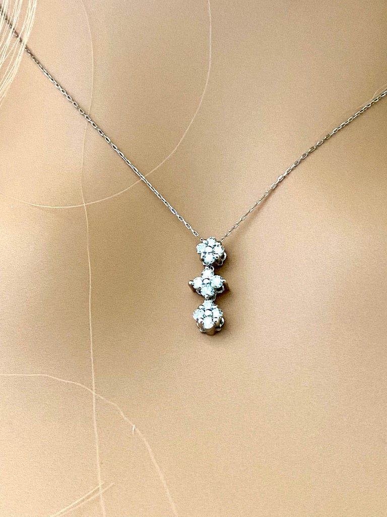 Modern Eighteen Karat White Gold Linear Diamond Necklace Pendant For Sale
