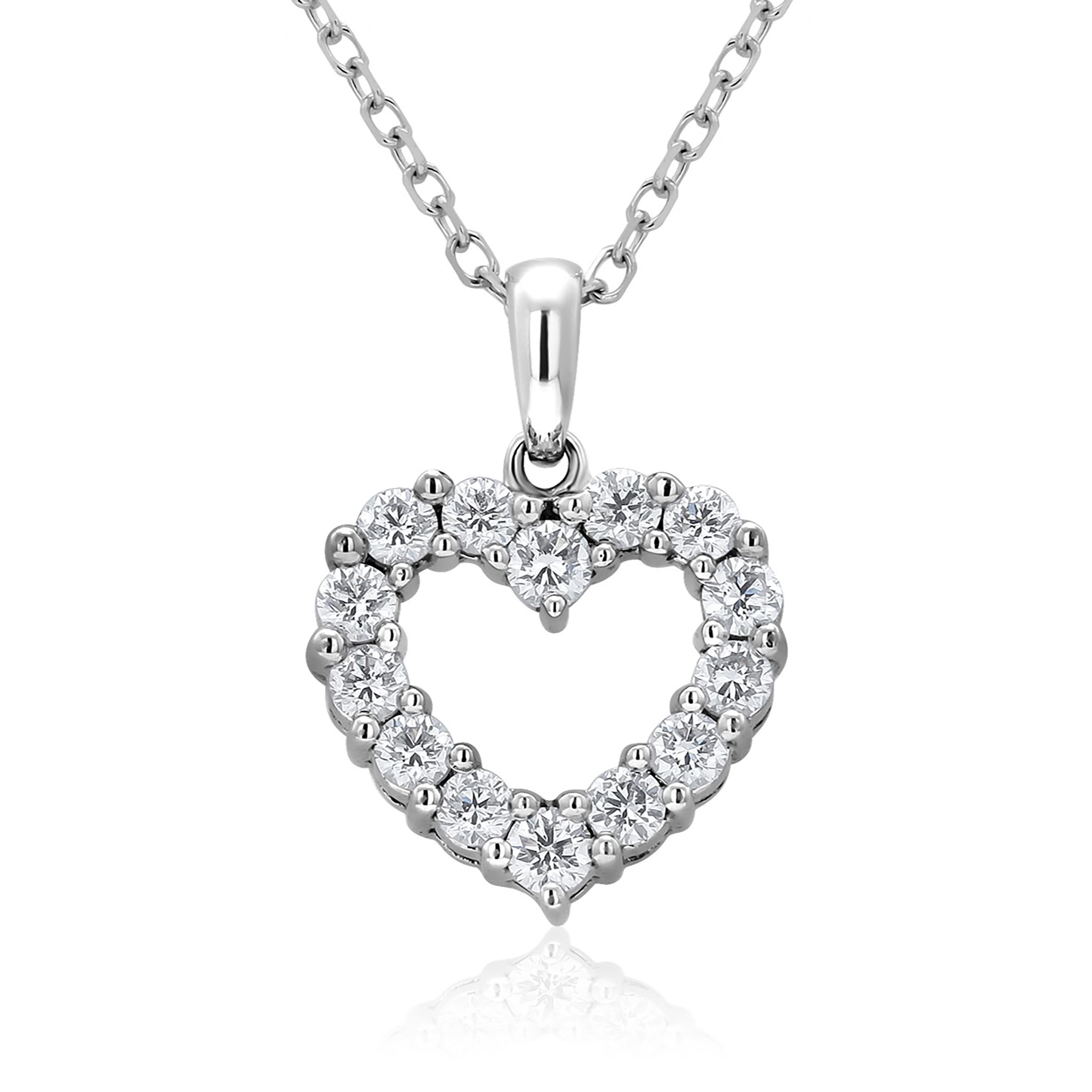 Women's or Men's Open Heart Diamond 0.60 Carat 18 Karat Gold 0.75 Inch Wide 16