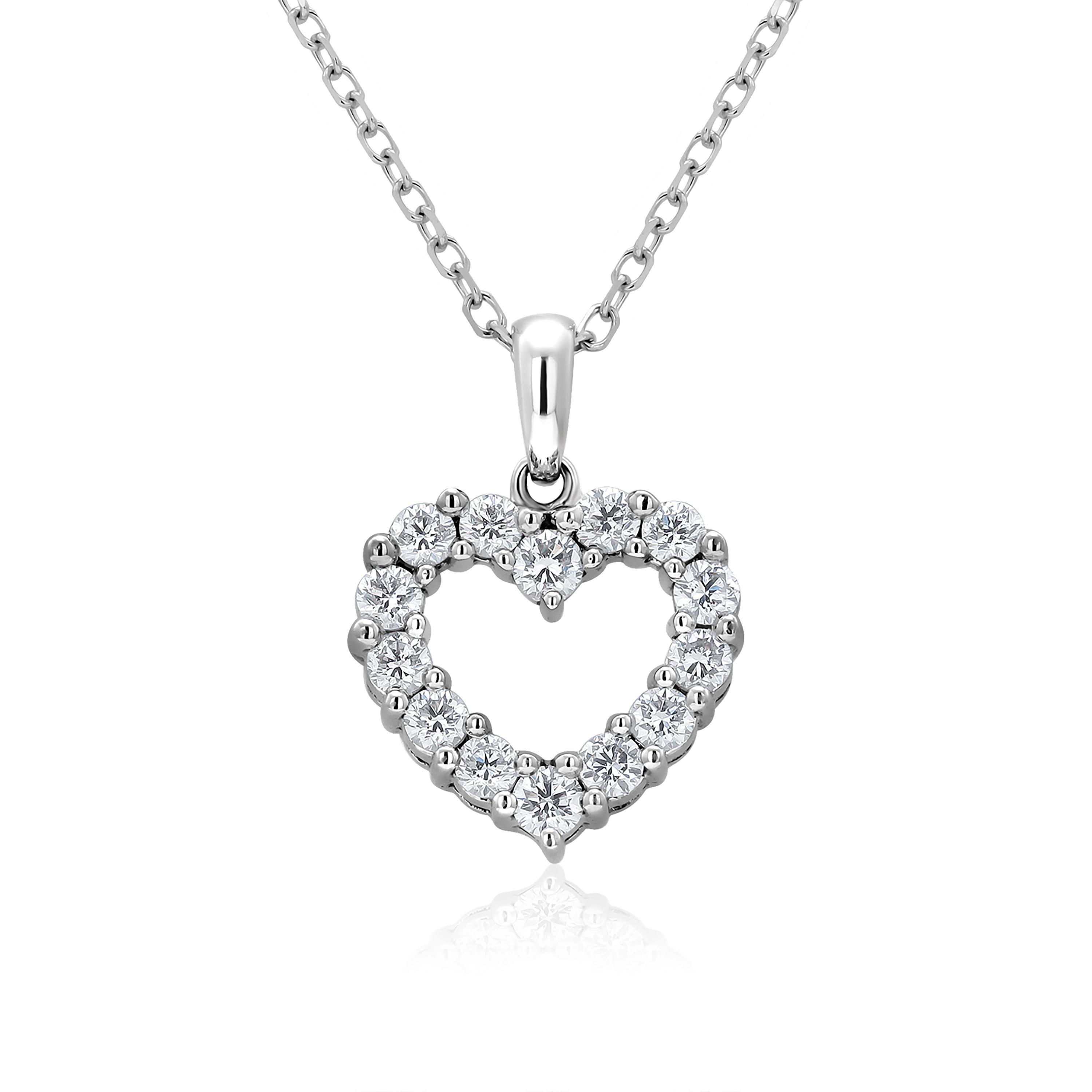 Open Heart Diamond 0.60 Carat 18 Karat Gold 0.75 Inch Wide 16