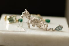 Eighteen Karat White Gold Sculpture Pendant Necklace with Paraiba Tourmaline