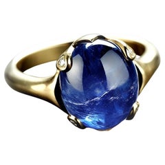 Eighteen Karat White Gold Three Carats Sapphire Contemporary Ring with Diamonds