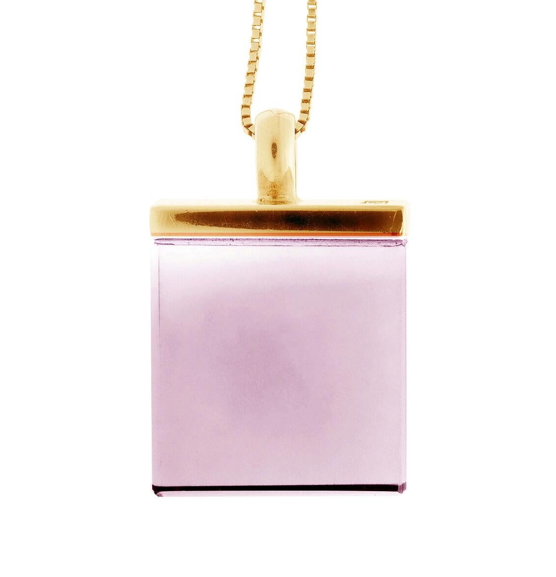 Eighteen Karat Yellow Gold Art Deco Style Pendant Necklace with Amethyst In New Condition For Sale In Berlin, DE