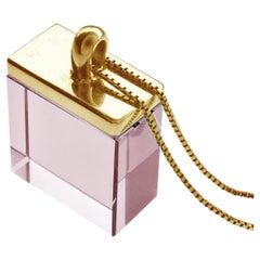 Eighteen Karat Yellow Gold Art Deco Style Pendant Necklace with Amethyst