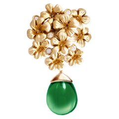 Broche en or jaune dix-huit carats de style moderne avec diamants par l'artiste