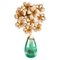 Broche en or jaune dix-huit carats de style moderne avec diamants par l'artiste
