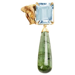 Eighteen Karat Yellow Gold Brooch with Detachable Green Tourmaline