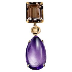 Eighteen Karat Yellow Gold Contemporary Brooch with Amethyst