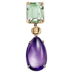 Eighteen Karat Yellow Gold Contemporary Brooch with Amethyst