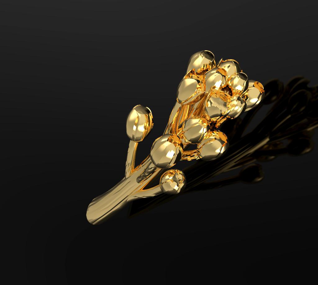 Broche contemporaine en or jaune 18 carats avec goutte de tourmaline vert foncé en vente 2