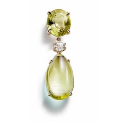 Broche contemporaine en or jaune 18 carats avec diamant et citrines
