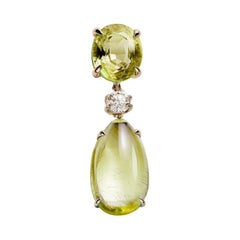 Eighteen Karat Yellow Gold Contemporary Brooch with Diamond and Citrines