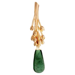Achtzehn Karat Gelbgold Contemporary Brosche mit Turmalin Tropfen