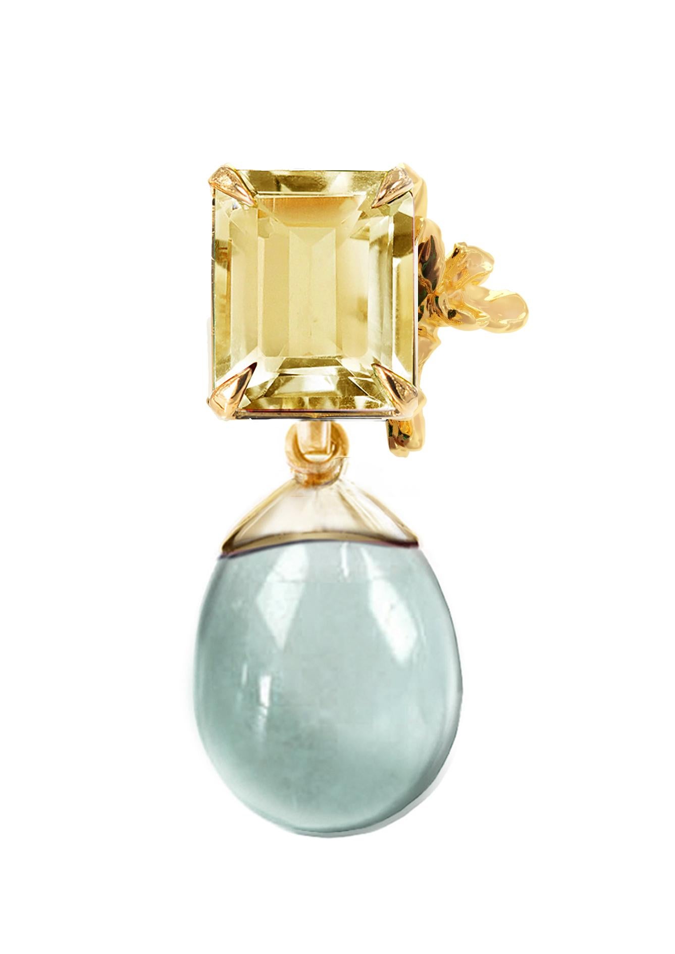 Broche en or jaune 18 carats Fleur de jonquille contemporaine Citrine en vente 1