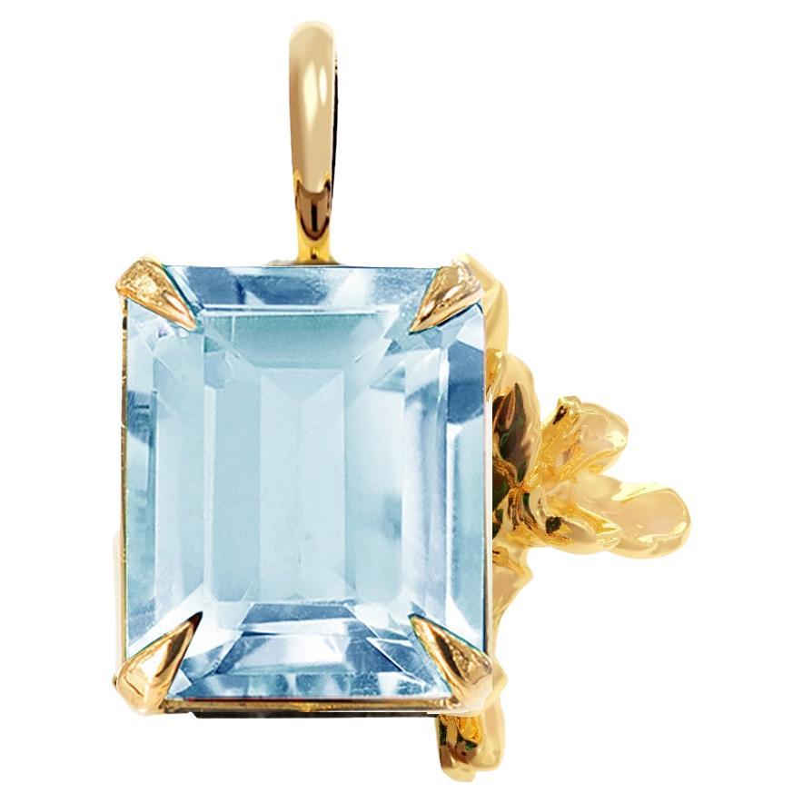 Achtzehn Karat Gelbgold Contemporary Daffodil Flower Topaz Anhänger Halskette im Angebot