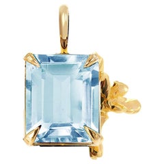 Achtzehn Karat Gelbgold Contemporary Daffodil Flower Topaz Anhänger Halskette