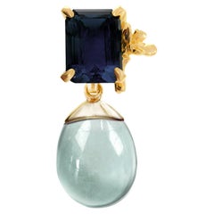Eighteen Karat Yellow Gold Contemporary Daffodil Sapphire Brooch